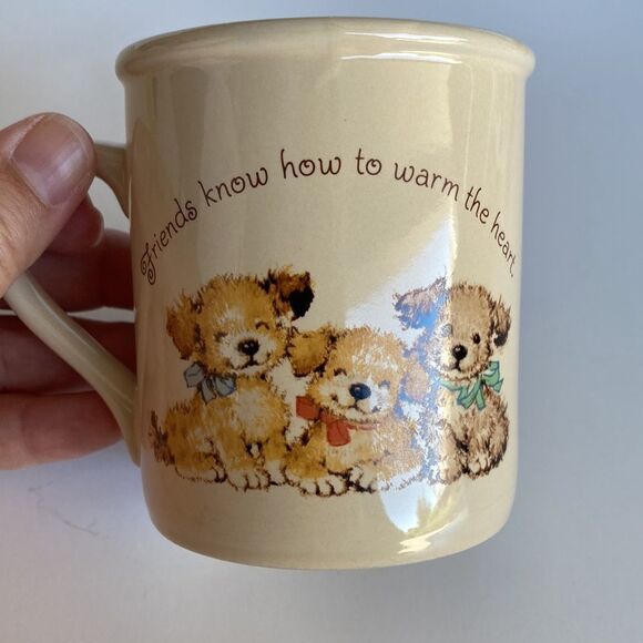 Vintage Hallmark Mug Mates You've Got a Friend Cottagecore Cute Puppy Mug w/ Lid - Picture 7 of 11